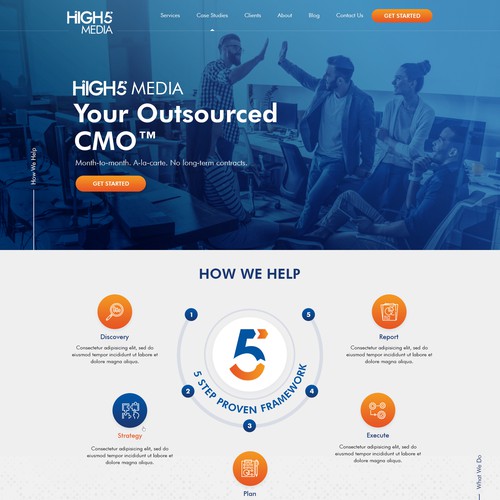 Internet website with the title 'High5Media'