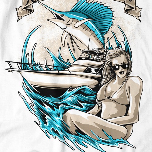 Yacht club design with the title 'T-shirt design for The Knotty Hooker'