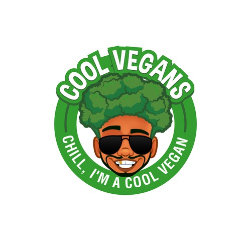 Sunglasses design with the title 'COOL VEGANS'