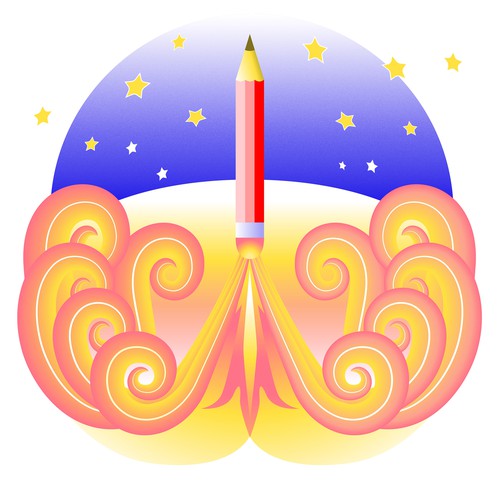 Vibrant artwork with the title 'A vibrant quirky illustrated T-shirt design about Creativity'