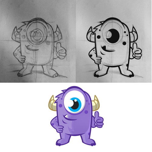 Brush pen design with the title 'LINK MONSTER'