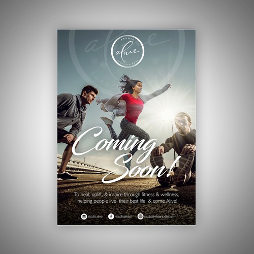 Gym design with the title 'Poster Design for a buzz for Studio Alive!'