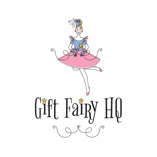 Gift box logo with the title 'A fairy illustration logo for gift company'