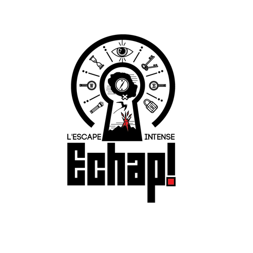 Efeito de texto do logotipo do jogo 3d escape room