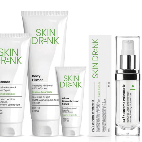 Design with the title 'Skin Drink rebranding'