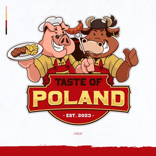 Food truck logo with the title 'Food-truck Logo and Mascot design for Taste of Poland.'