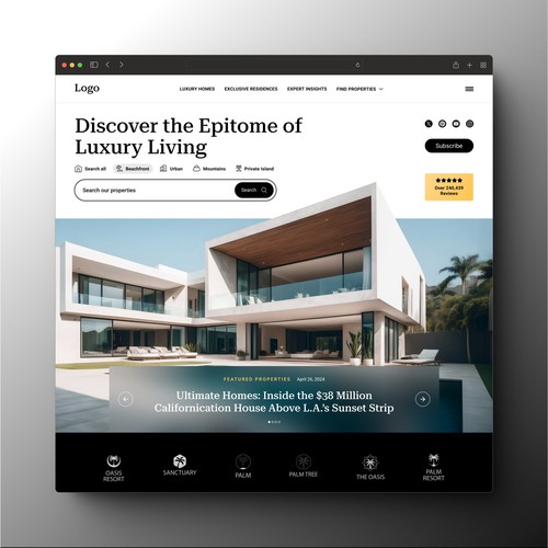 Minimalist website with the title 'Luxury Living Website'