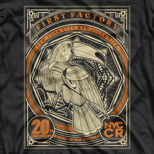 Badge t-shirt with the title 'first factory badge vintage'