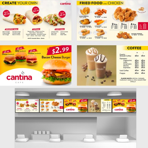 Taco design with the title 'Digital Restaurant Menu Board Design'