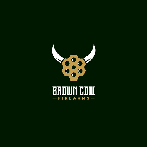 Bullet design with the title 'Brown Cow Firearms'
