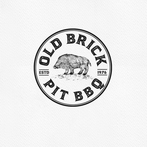 Smokehouse design with the title 'Logo Concept for Old Brick Pit BBQ'