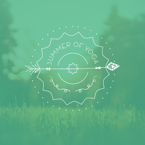 Summer camp logo with the title 'Create a sacred geometry logo for online yoga retreat course'