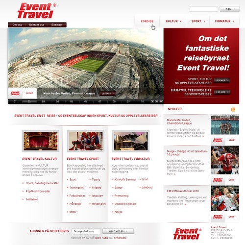 Art website with the title 'Travel agency for sports, art-shows and other events'