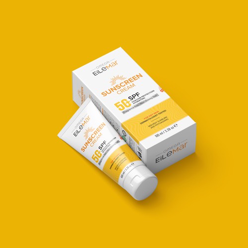 Cream packaging with the title 'SUNSCREEN'