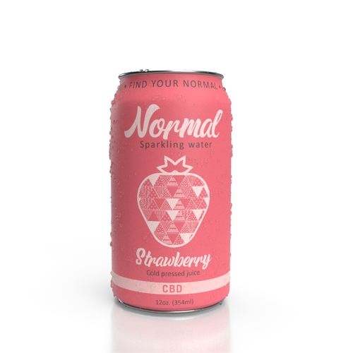 Pink label with the title 'Normal Sparkling Water'