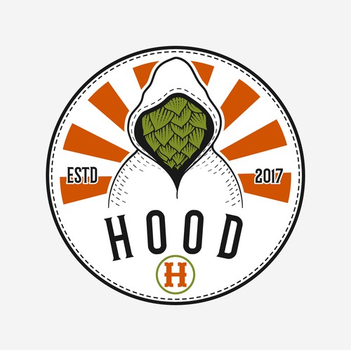 Brown logo with the title 'Hood Home Brewed Beer'