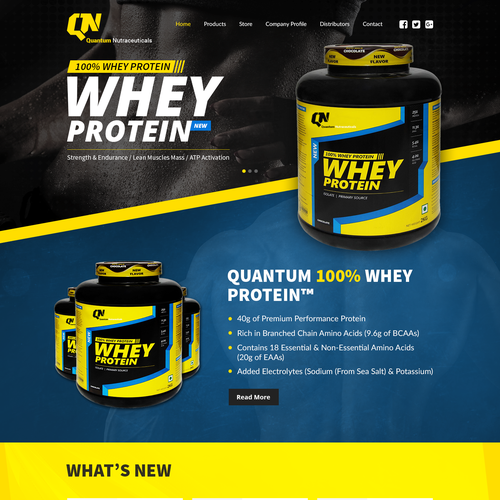 Product website with the title 'Whey Protein Website'