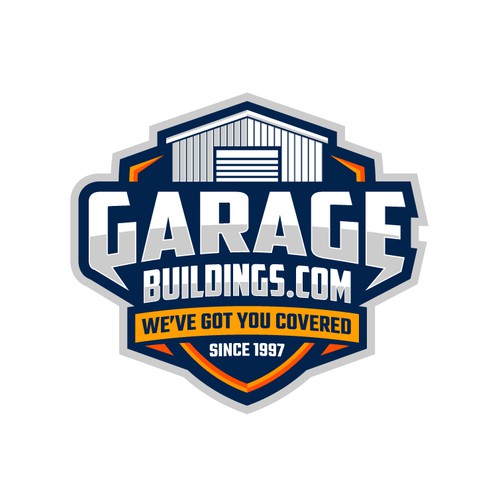 Garage door logo with the title 'Bold logo of Garage Buildings'
