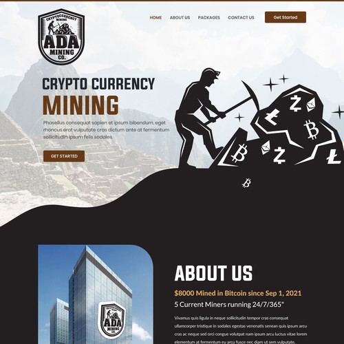 Mining website with the title 'Crypto Currency Mining'