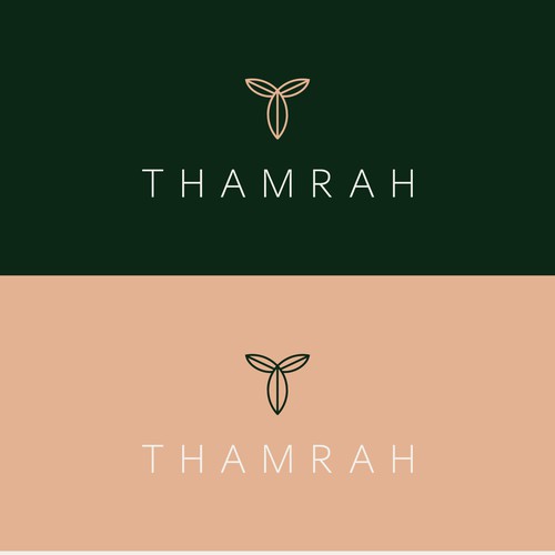 Leaf design with the title 'Luxury and minimal logo for Thamrah'