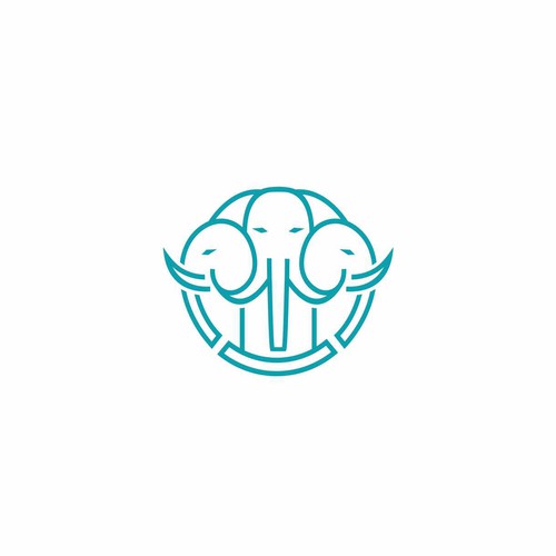Elephant head logo with the title 'three-headed elephant'