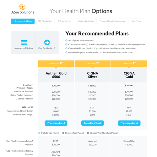 Insurance website with the title 'Web Based Health Insurance Selection Application Design'