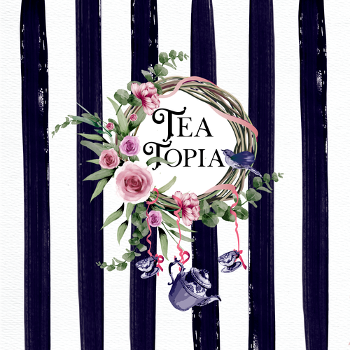 Bird logo with the title 'bohemian logo for Tea Topia Tea Salon'