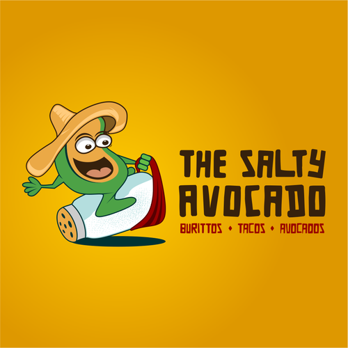 Fast food logo with the title 'the salty avcocado!'