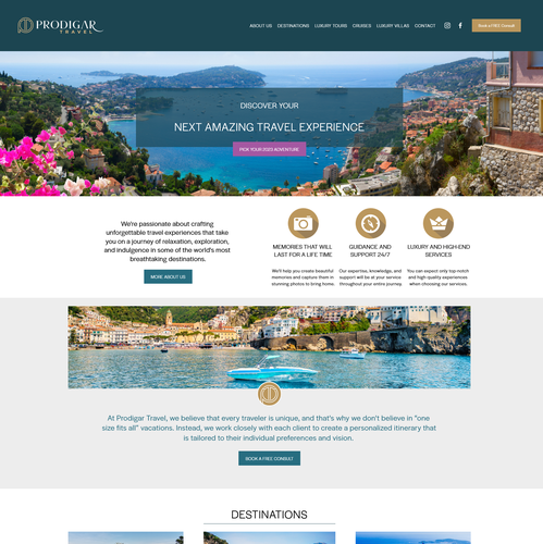 Travel website with the title 'Website design for a great travel consultancy company'