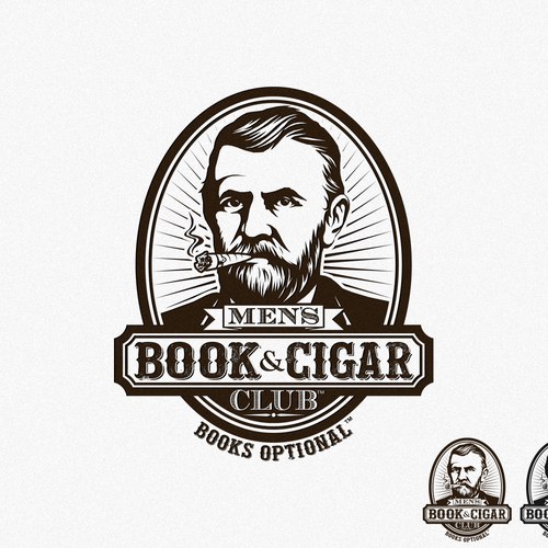 Smoking logo with the title 'Men's Book & Cigar Club'