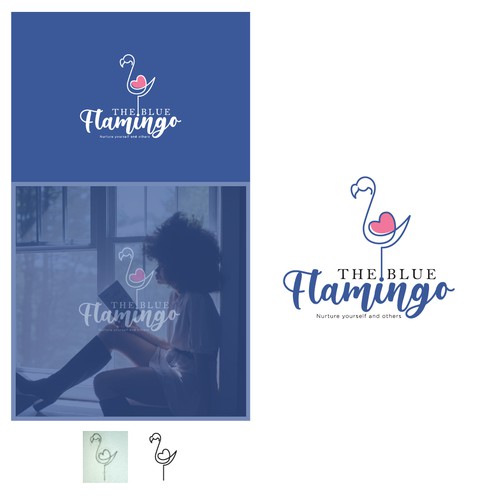 Flamingo logo with the title 'THE BLUE FLAMINGO'