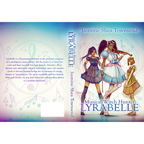 Pastel book cover with the title '"Musical Witch Hunter Lyrabelle" book cover'