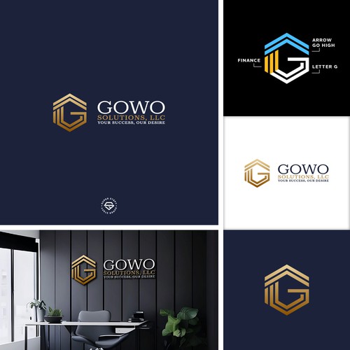 Letter g fonts logo with the title 'Gowo = Go High. Business is bases on finance, credit repair, real estate, help people build their business.'