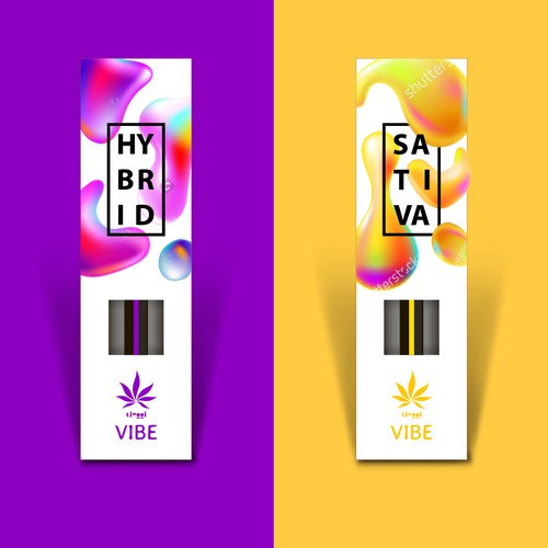 Vector packaging with the title 'Packaging design. VIBE'