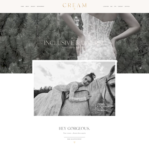 Gold website with the title 'WordPress Website Design & Development for a Beautiful Bridal Boutique'