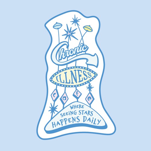 Quote design with the title 'Retro Sticker Design for chronic illness community'