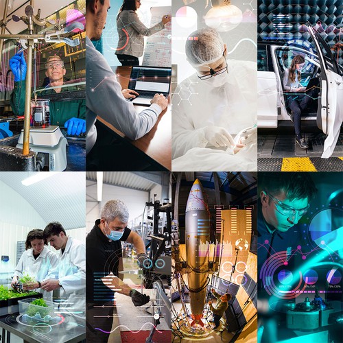 Photo editing design with the title 'Professional Technology Images for DSP Explorer (Winner)'