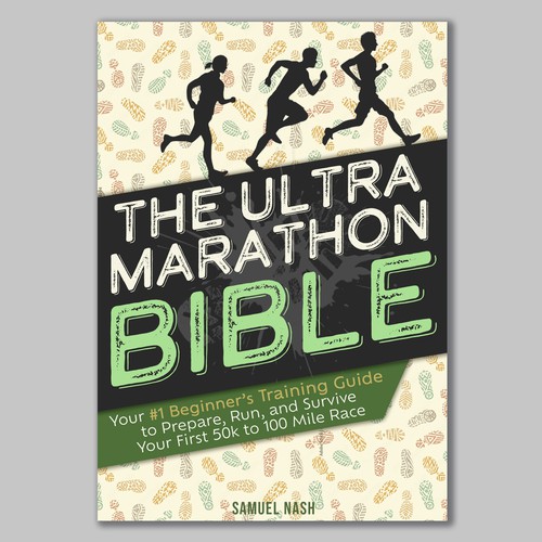 Fitness book cover with the title 'Book cover for an ultra marathon training guide'