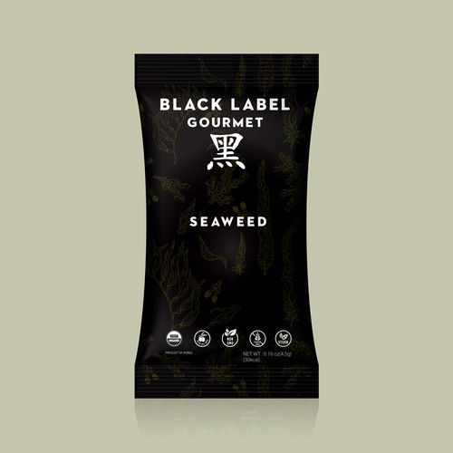 Seaweed design with the title 'Black Label Gourmet-Seaweed Package Design'