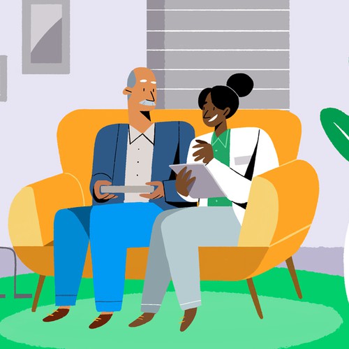 People artwork with the title 'medical care'