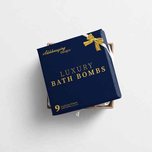 Bath bomb design with the title 'luxury gift box'