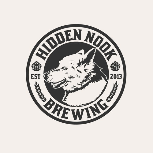 Canine logo with the title 'Farm brewery logo.'