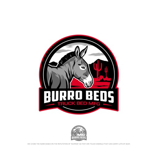 Donkey logo with the title 'Burro Beds Trucking MFG Logo'