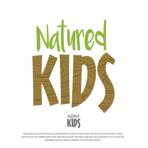 Wood texture design with the title 'NATURED KIDS LOGO PROPOSAL'