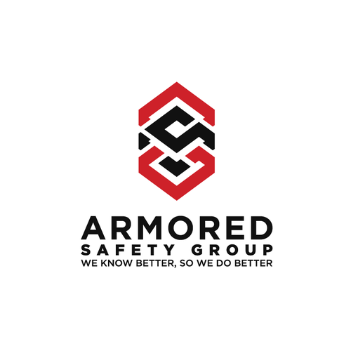 Safety brand with the title 'Strong logo for ARMORED SAFETY GROUP'