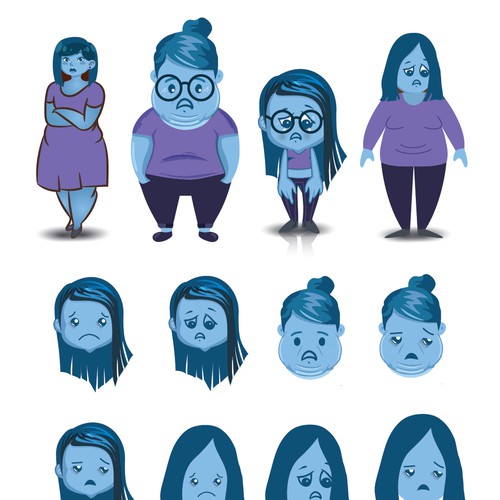 Cartoonish artwork with the title 'Creative Sad cute Cartton'