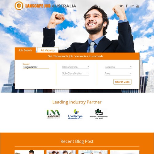Australia website with the title 'New look for landscape jobs website'