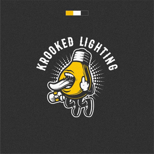 Skateboard logo with the title 'Krooked Lighting'