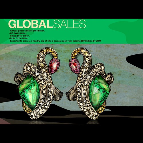 Emerald design with the title 'Gem sales'