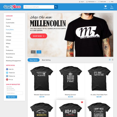 Custom website with the title 'Website Design for Gnarly Tees'